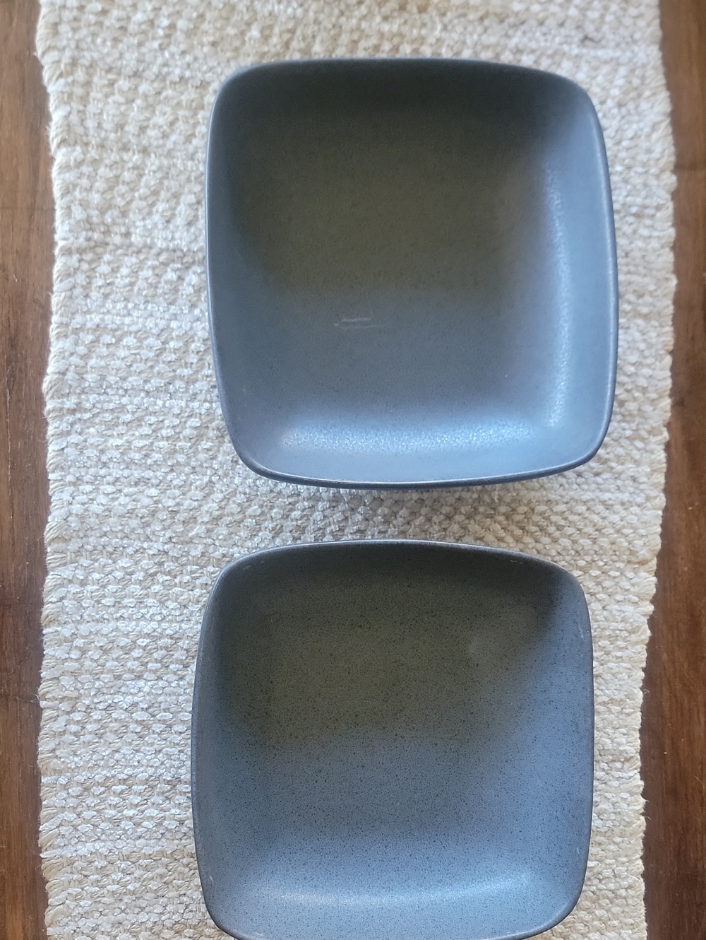 Mainstays Matte Gray Square Ceramic Bowls - Set of 2